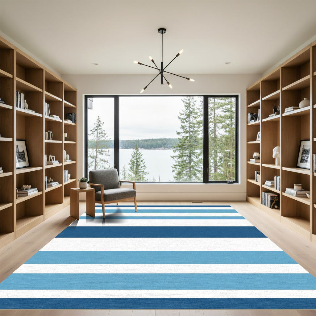 Classic Blue White Stripe Harmony Rug