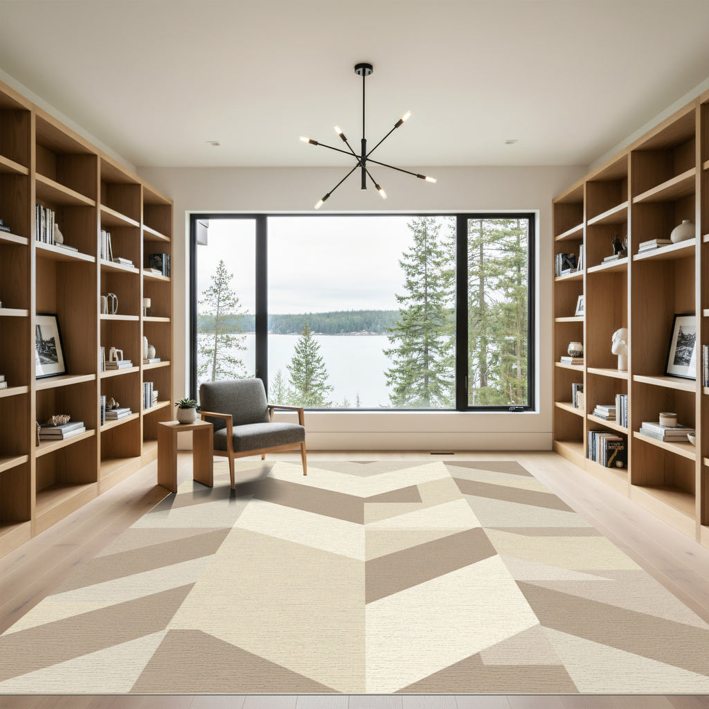 Earthy Tone Geometric Chevron Rug