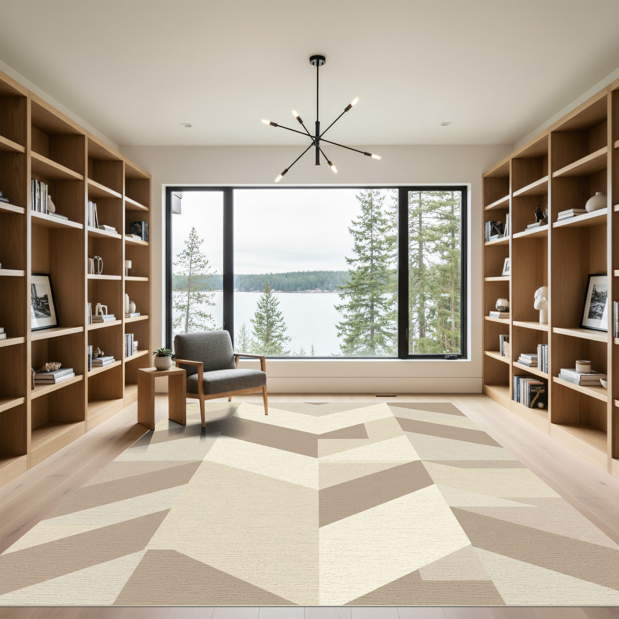 Earthy Tone Geometric Chevron Rug