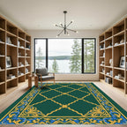 Emerald Green Royal Scrollwork Rug