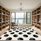 Classic Black White Polka Dot Circles Rug