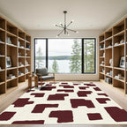 Brown and Cream Abstract Patchwork Rug