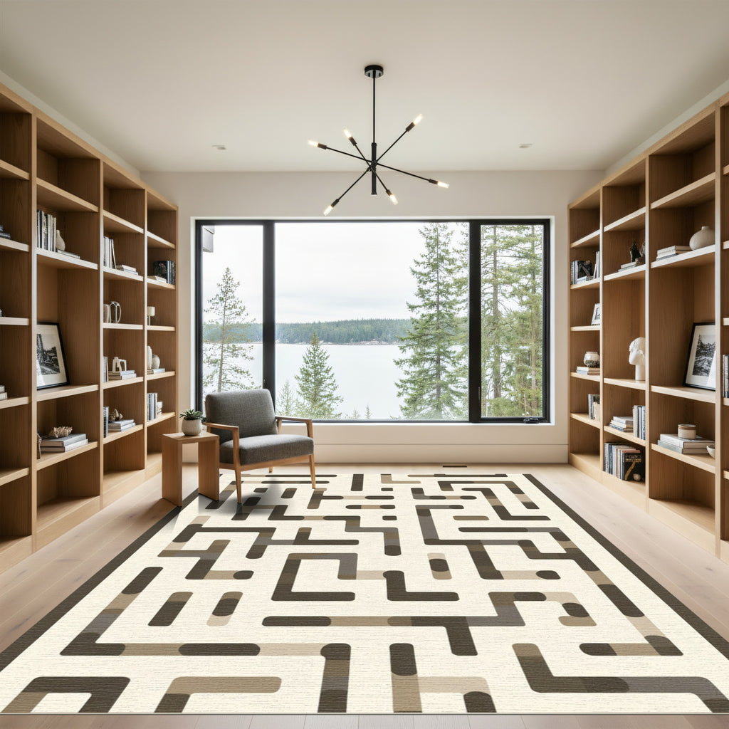 Earthy Tones Geometric Labyrinth Rug