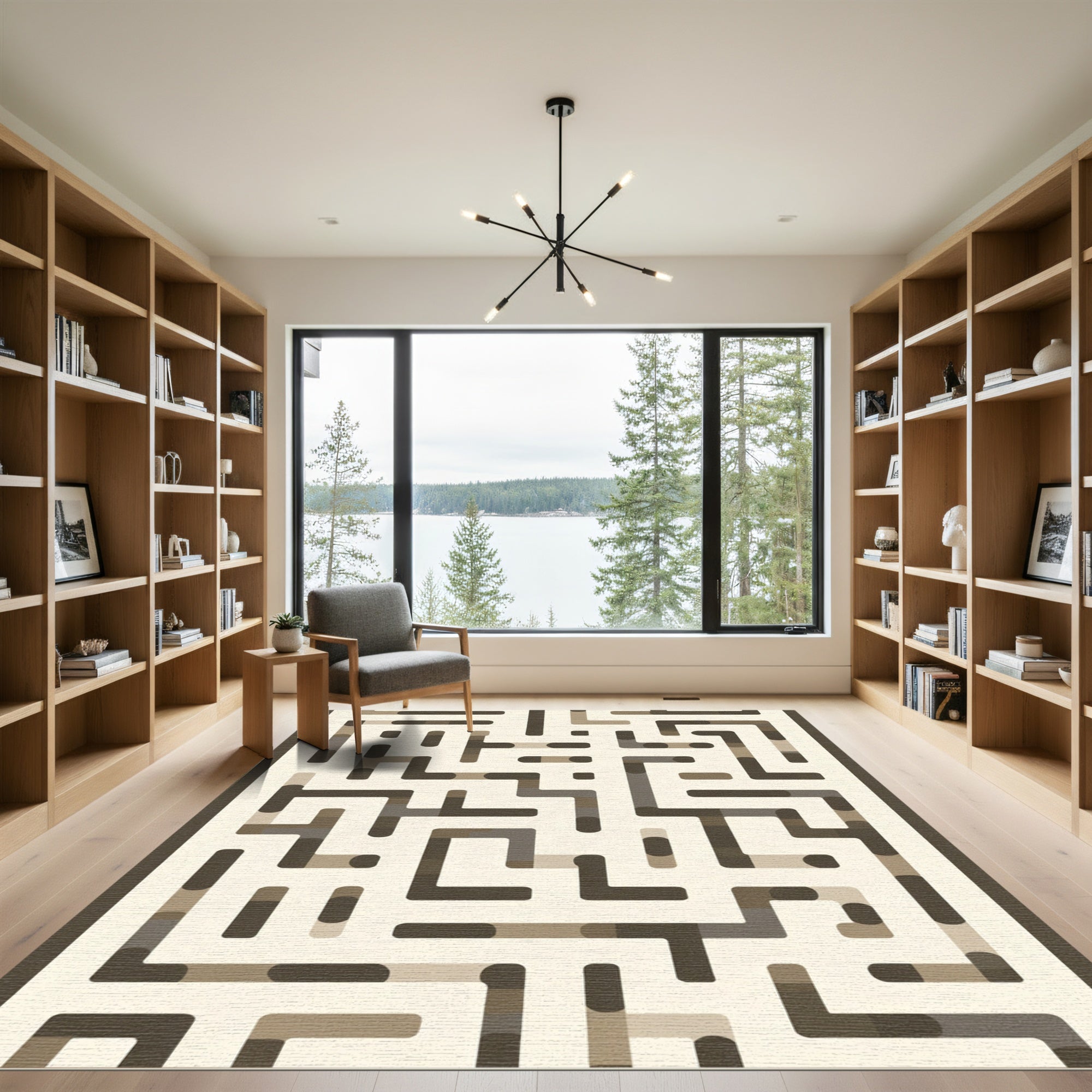 Earthy Tones Geometric Labyrinth Rug
