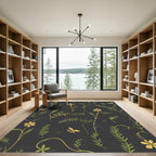 Golden Floral Garden Whimsical Rug