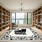 Mysterious Black Cat Ornamental Border Rug
