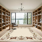 Victorian Brown Floral Fox Creature Border Rug