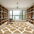 Brown Cream Organic Interlocking Curves Rug