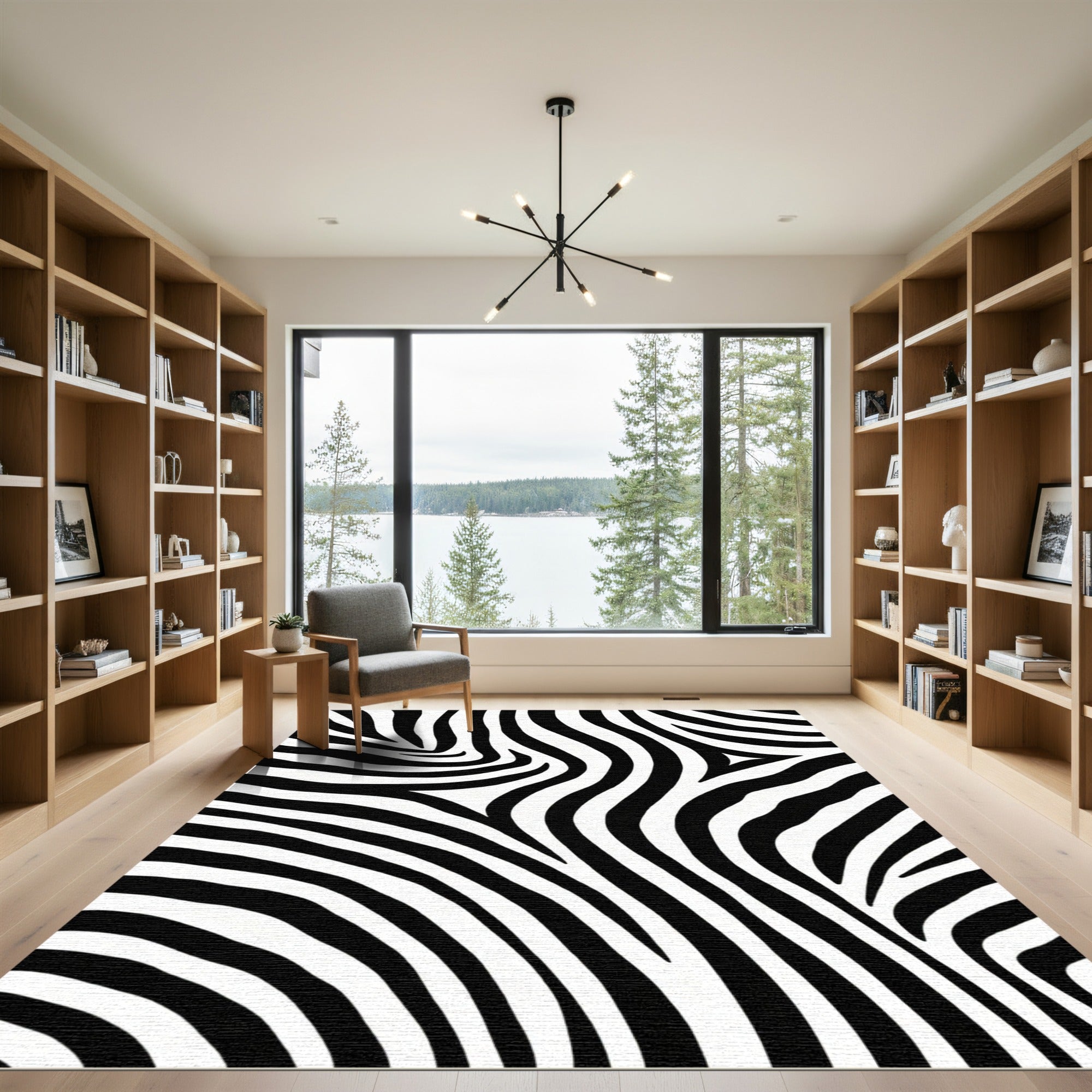 Bold Black White Zebra Stripe Pattern Rug