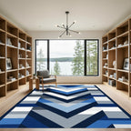 Modern Blue Chevron Gradient Rug