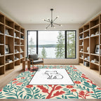 Cream Botanical Kitty Frame Rug