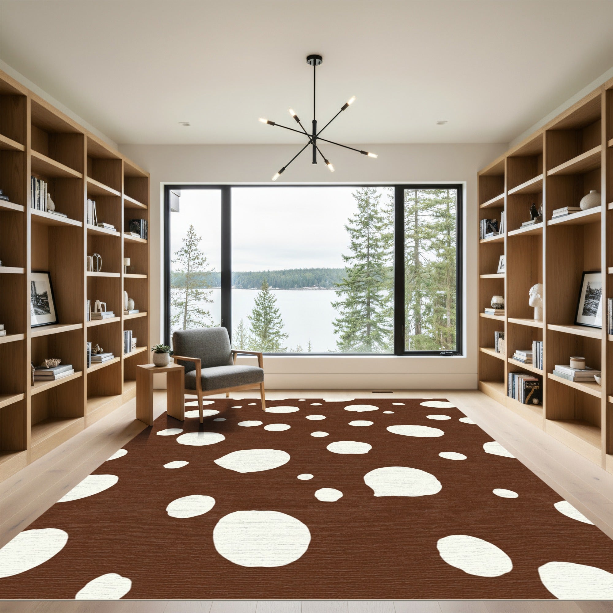 Brown White Polka Dot Scatter Rug