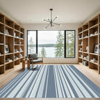 Cool Blue Vertical Stripe Rug