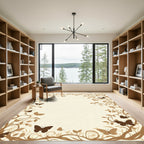 Brown Butterfly and Leaf Border Rug