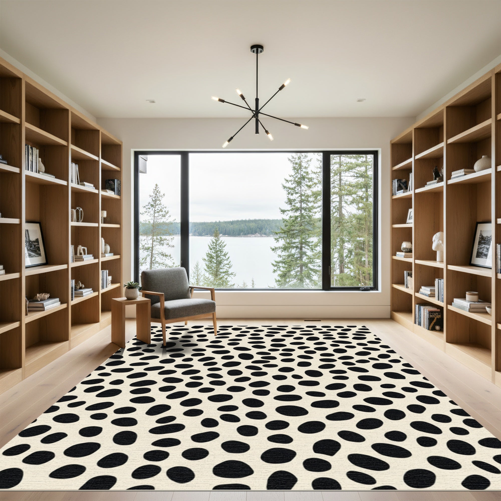 Black and Cream Spotty Animal Print Rug