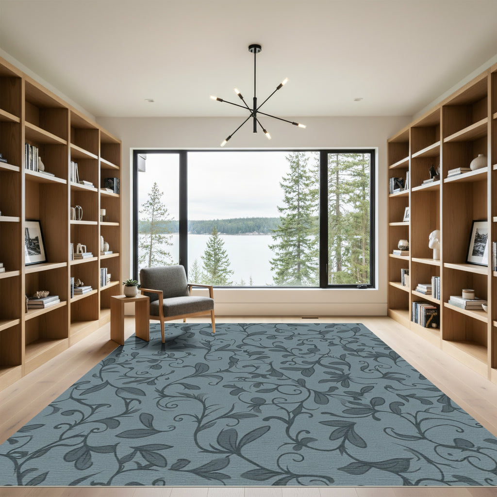 Deep Teal Vine Flourish Rug