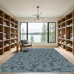 Deep Teal Vine Flourish Rug