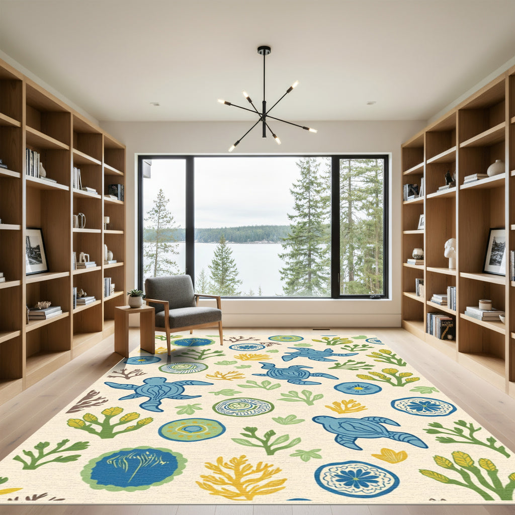 Blue Turtles Coral Garden Medley Rug