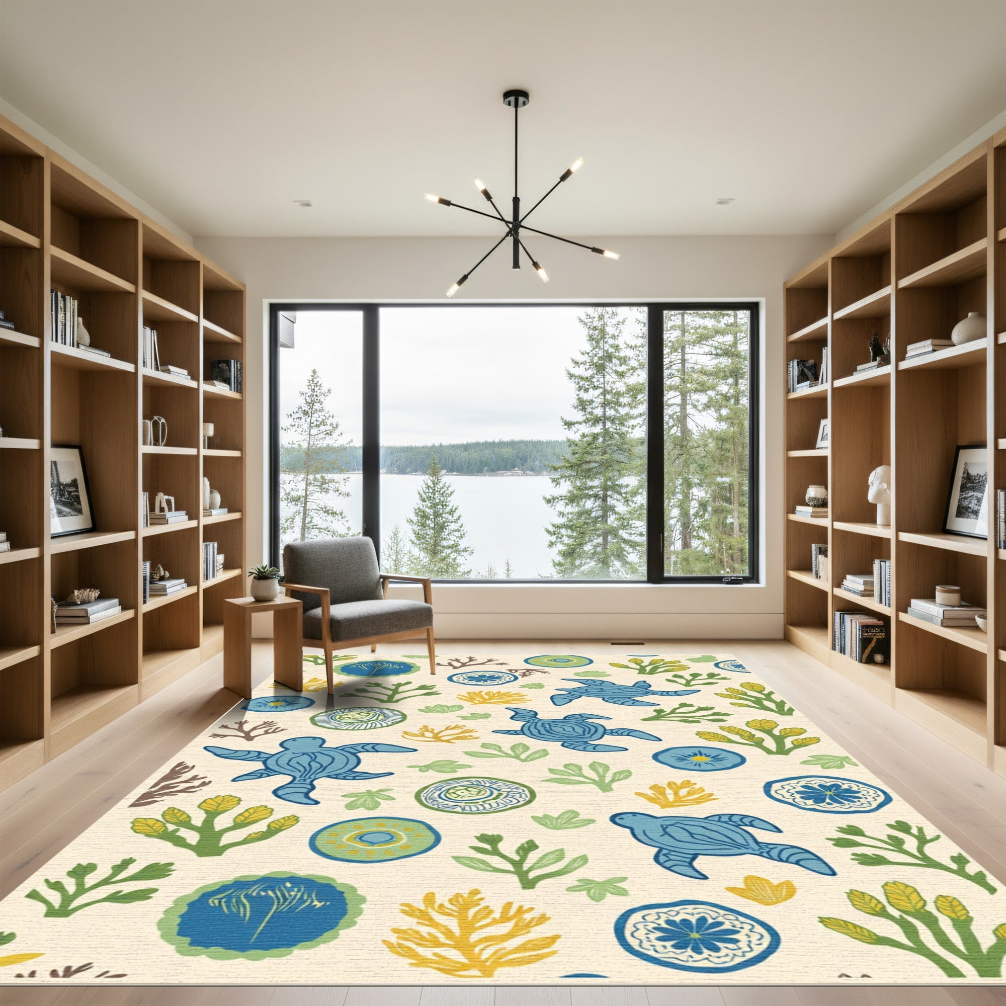 Blue Turtles Coral Garden Medley Rug