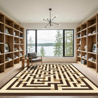 Brown Beige Geometric Maze Rug