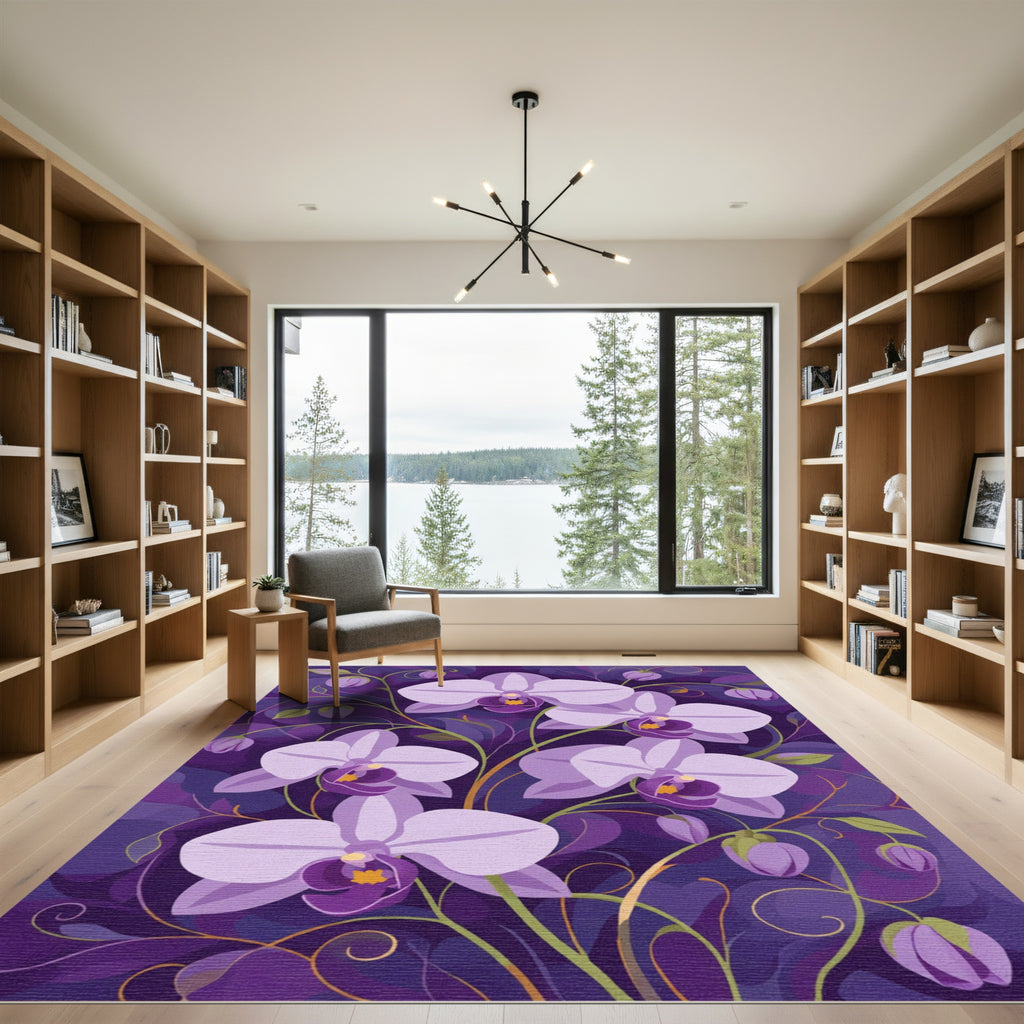 Lavender Orchid Tropical Garden Rug