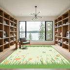Whimsical Peach Blossom Garden Meadow Rug
