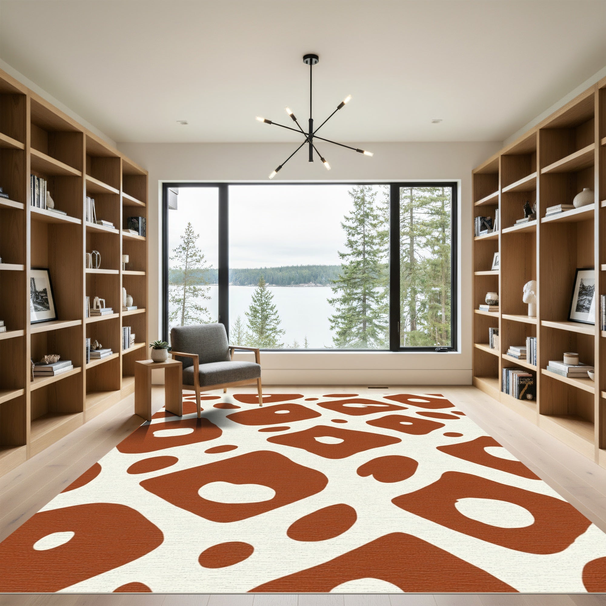 Terracotta Tan Abstract Spots Rug