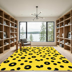 Bright Yellow Black Circle Scatter Rug