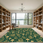 Golden Mushroom Fern Forest Harmony Rug