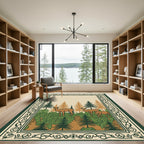 Woodland Deer Forest Border Rug