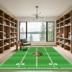 Green Football Field Lines Ball Rug