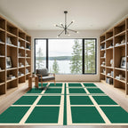 Deep Emerald White Grid Squares Rug