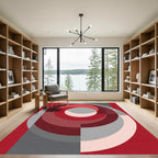 Crimson Gray Swirl Abstract Rug