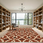 Terracotta Cream Black Baroque Flourish Rug