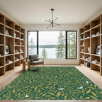 Emerald Gold Leaf Birds Rug