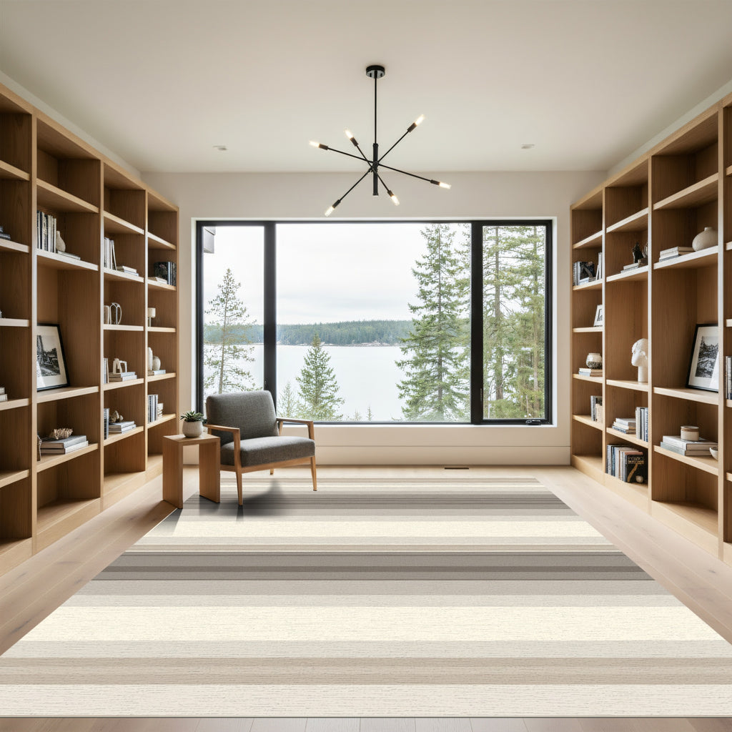 Neutral Tones Wide Striped Rug