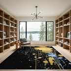 Gold Blue Splatter Abstract Splash Rug