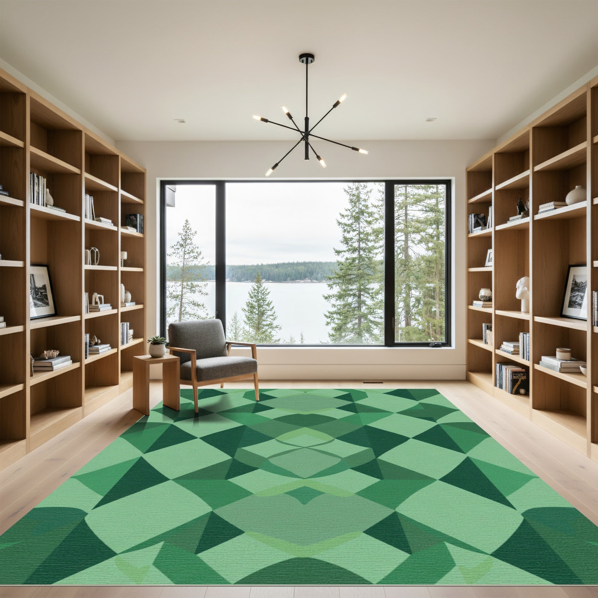 Emerald Green Tiled Geometric Rug