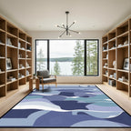 Serene Blue Abstract Layered Landscape Rug