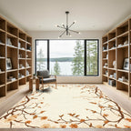 Earthy Blossom Branches Border Rug