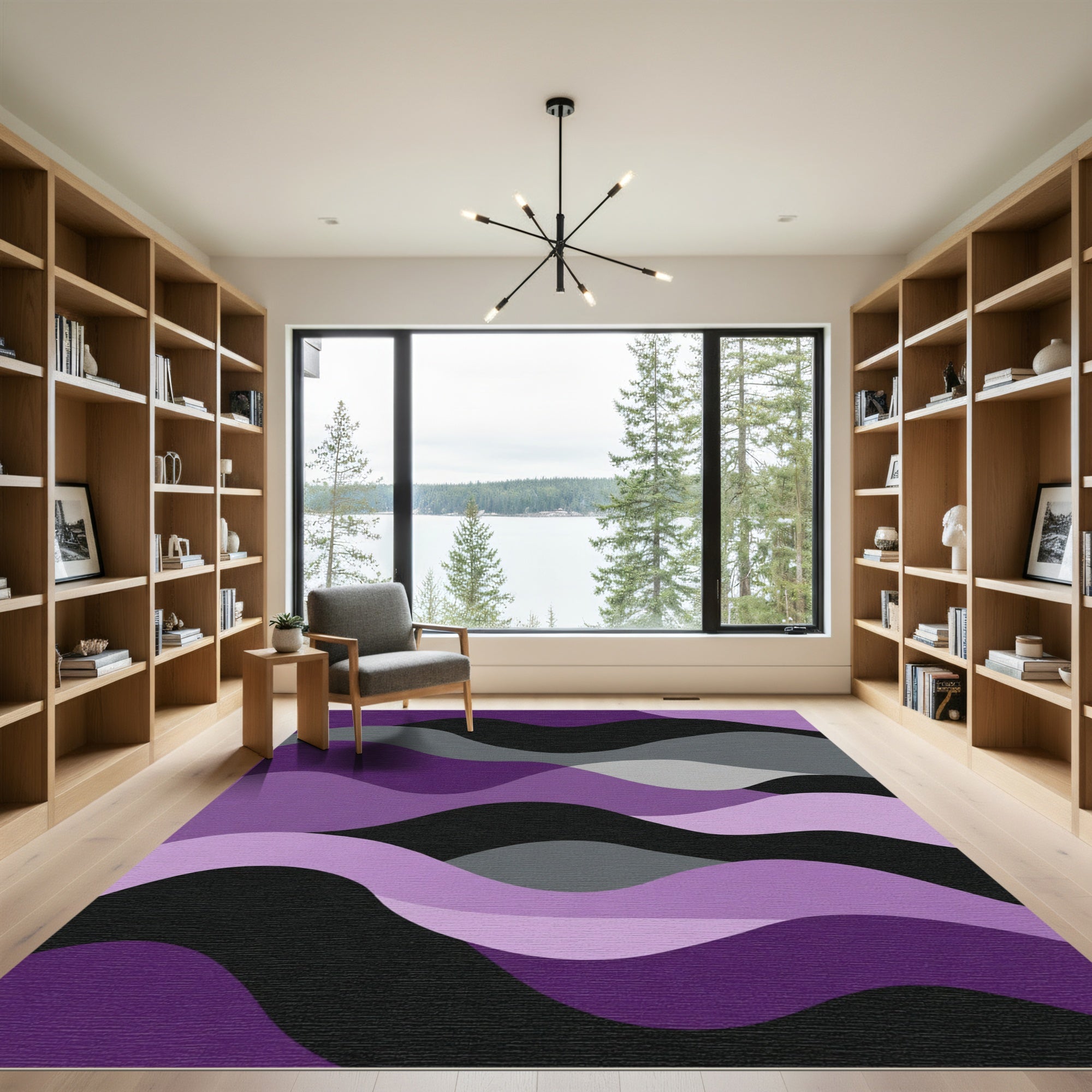 Amethyst Gray Abstract Wave Layers Rug
