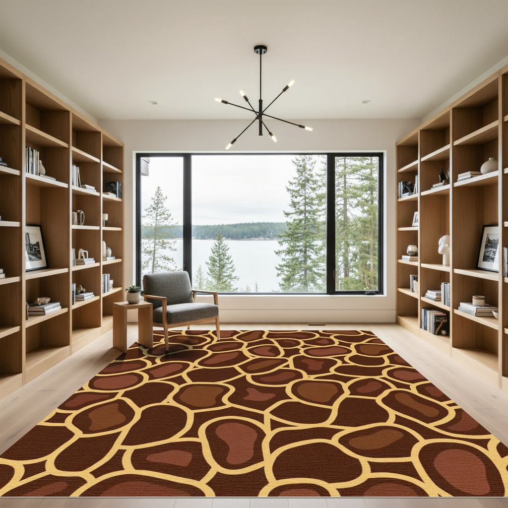 Rich Brown Giraffe Spot Pattern Rug