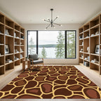 Rich Brown Giraffe Spot Pattern Rug