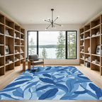 Deep Blue Abstract Foliage Rug