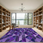 Geometric Mid Century Violet Triangles Rug