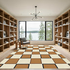 Amber Cream Geometric Checkerboard Rug