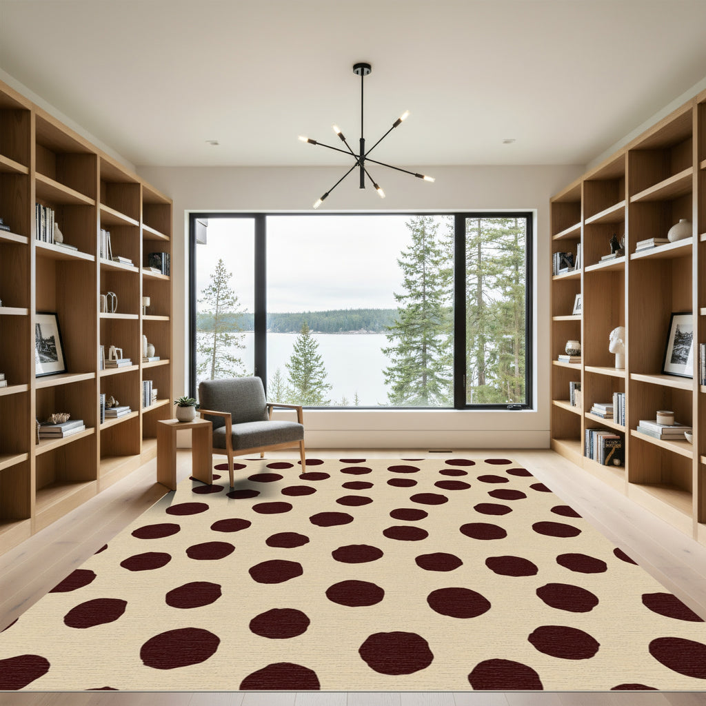 Dark Brown Polka Dot Pattern Rug