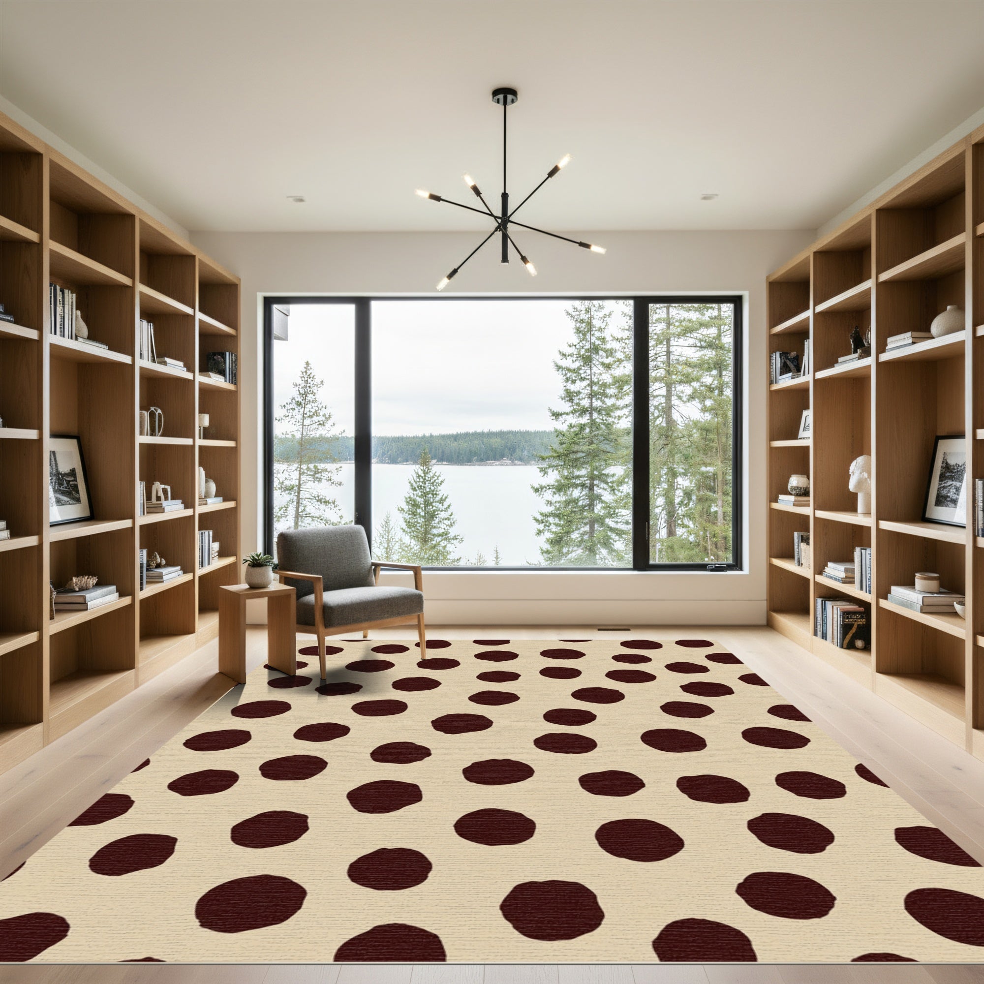 Dark Brown Polka Dot Pattern Rug
