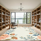 Coral Peach Floral Vines Rug