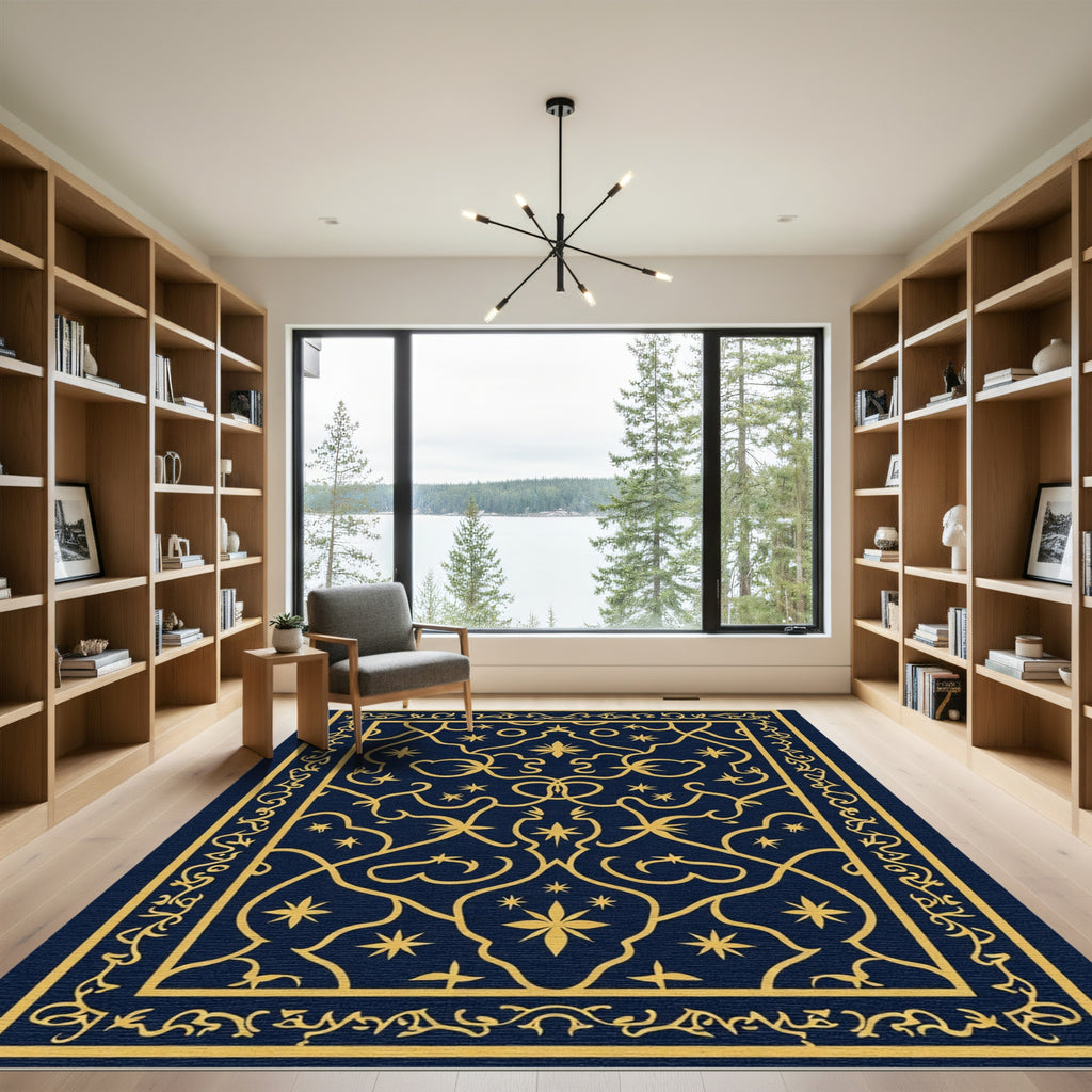 Ornate Golden Starry Night Rug